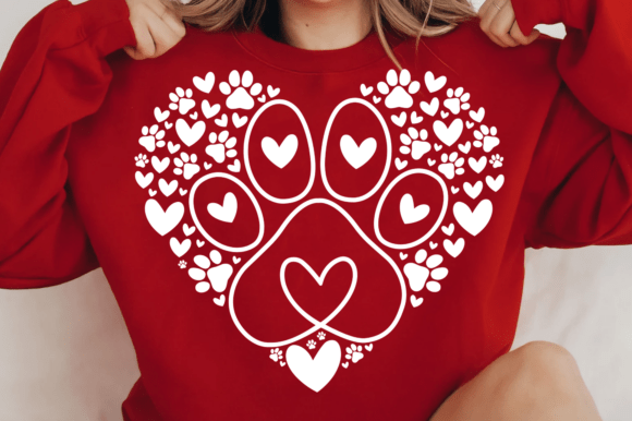Dog Paw Heart SVG: Graphics for T-Shirt Designs